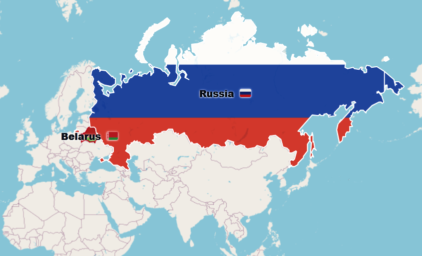 Карта Беларуси и России